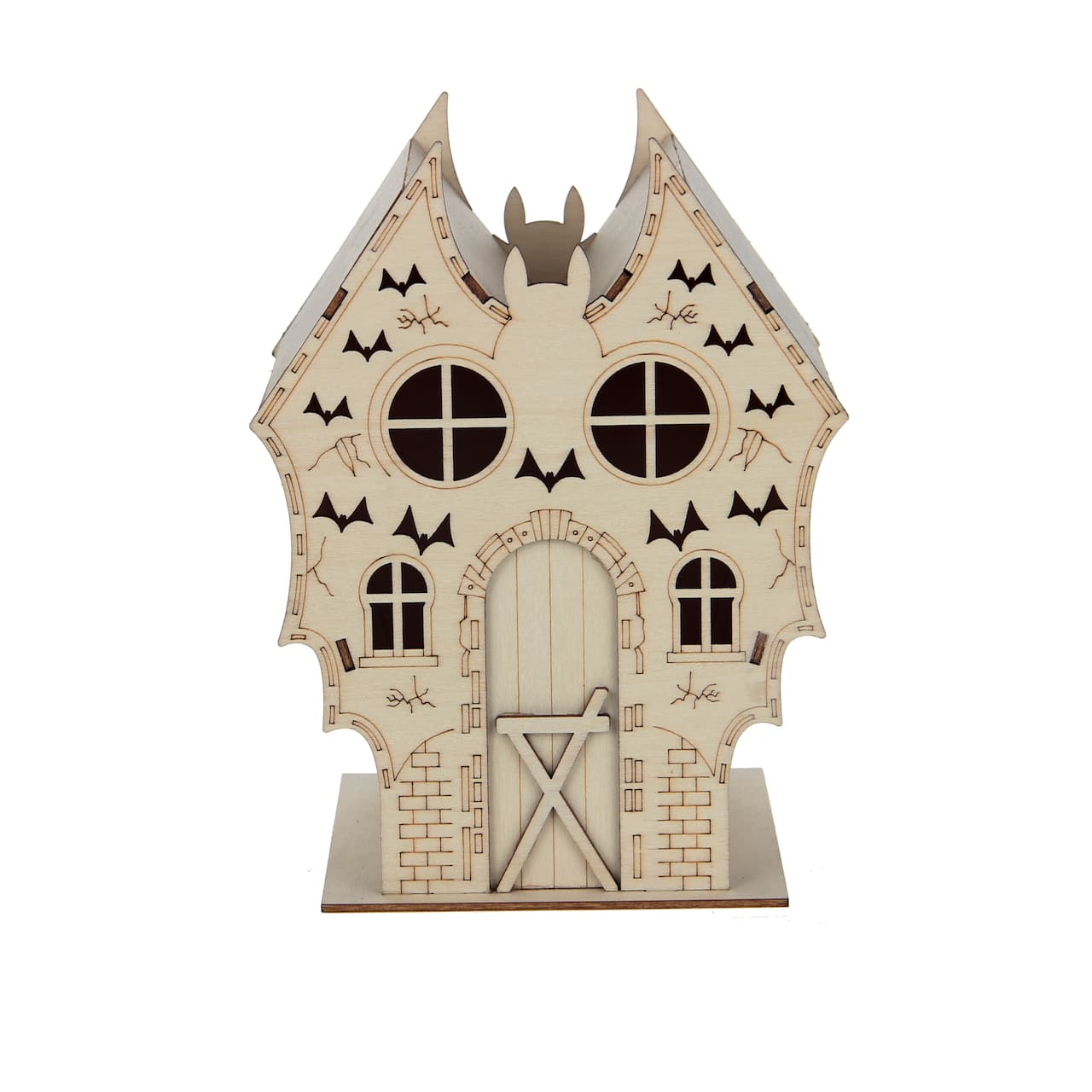 7.5" Haunted Bat Villa DIY LED Wood Décor by Make Market®